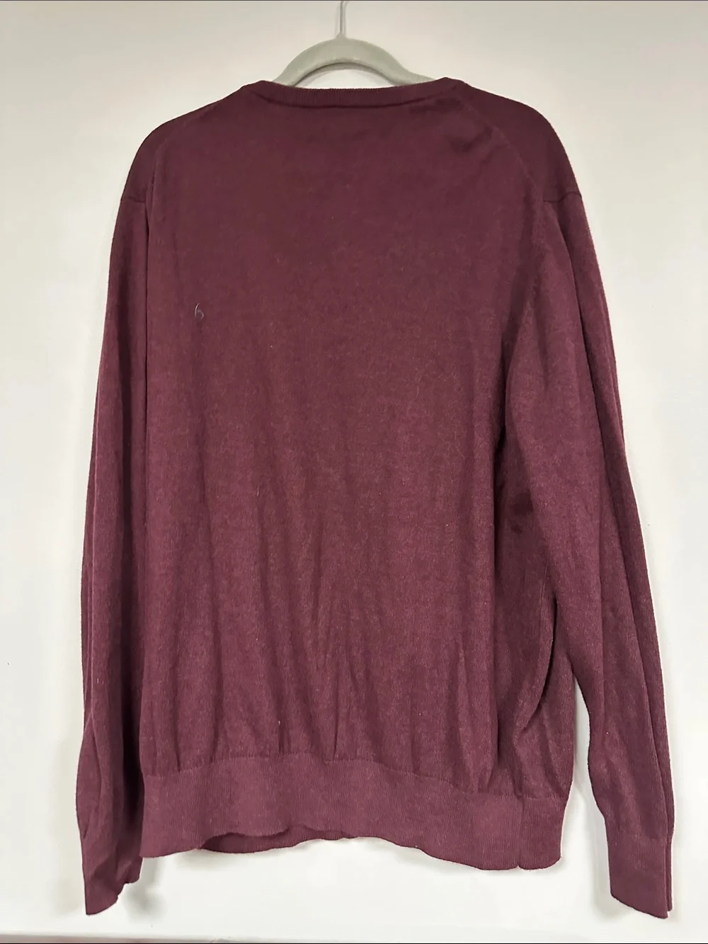 Mens George Soft Sweater  Pullover Maroon / Plum Long Sleeve Cotton Blend 2XL